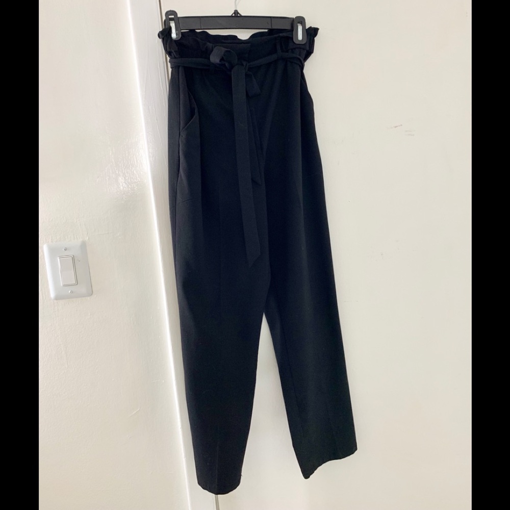 H&M | Black Slacks with Belted Ribbon